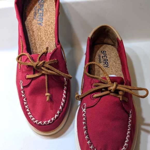 Sperry Red Canvas Top-Sider Moccasin - Size 7.5M - Picture 5 of 5